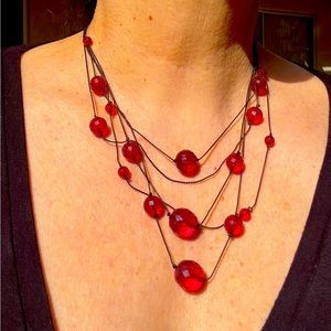 Floating Red Stone Necklace